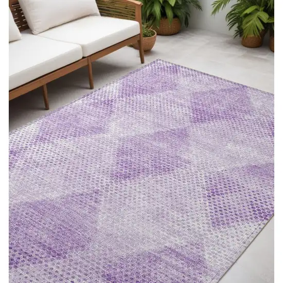 Lavender Geometric Washable Non Skid Indoor Outdoor Area Rug Photo 1