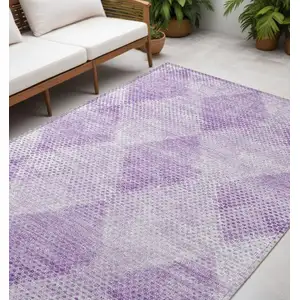 Photo of Lavender Geometric Washable Non Skid Indoor Outdoor Area Rug