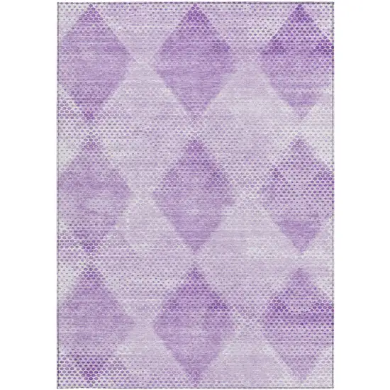 Lavender Geometric Washable Non Skid Indoor Outdoor Area Rug Photo 4