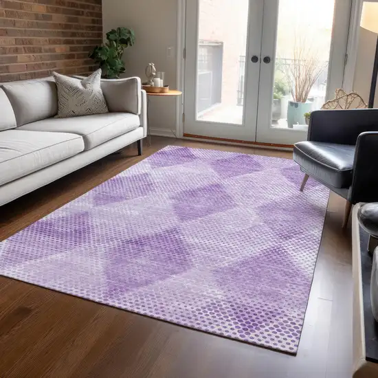 Lavender Geometric Washable Non Skid Indoor Outdoor Area Rug Photo 9