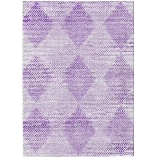 Lavender Geometric Washable Non Skid Indoor Outdoor Area Rug Photo 2