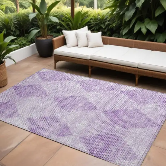 Lavender Geometric Washable Non Skid Indoor Outdoor Area Rug Photo 1