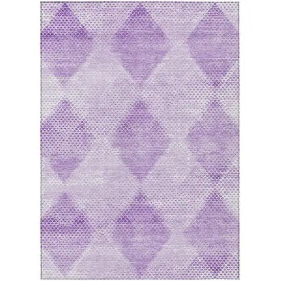 Lavender Geometric Washable Non Skid Indoor Outdoor Area Rug Photo 2