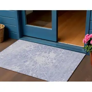 Photo of Lavender Ivory And Lilac Abstract Washable Indoor Outdoor Area Rug