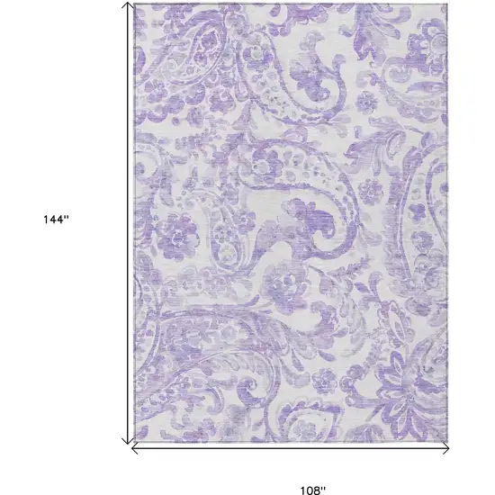 Lavender Ivory And Purple Paisley Washable Indoor Outdoor Area Rug Photo 3