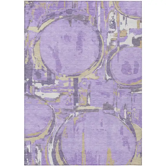 Lavender Lilac And Purple Geometric Washable Indoor Outdoor Area Rug Photo 2