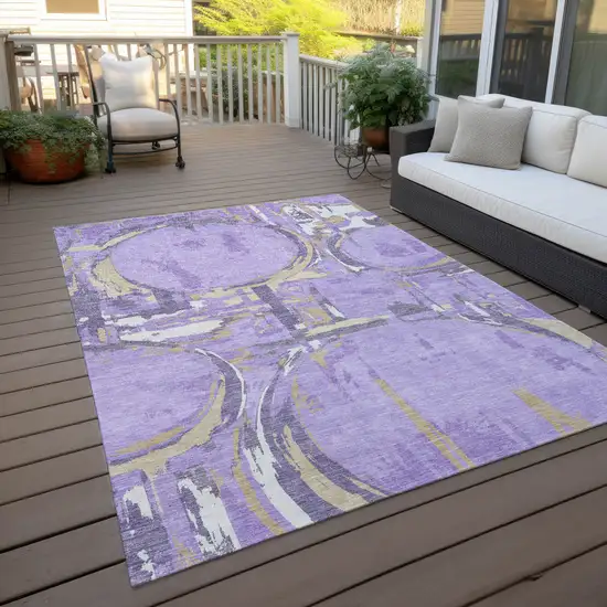 Lavender Lilac And Purple Geometric Washable Indoor Outdoor Area Rug Photo 9