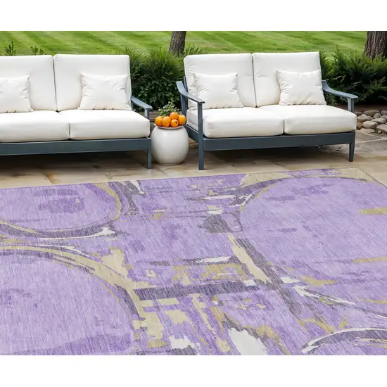 Lavender Lilac And Purple Geometric Washable Indoor Outdoor Area Rug Photo 1