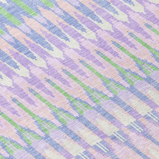 Lavender Pink And Lime Green Southwestern Washable Indoor Outdoor Area Rug Photo 5