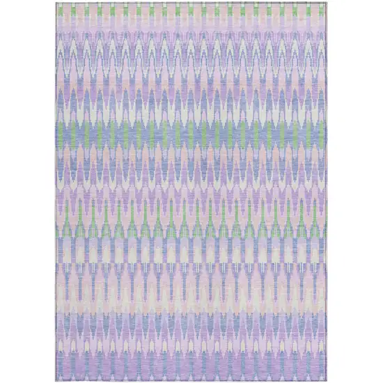 Lavender Pink And Lime Green Southwestern Washable Indoor Outdoor Area Rug Photo 7