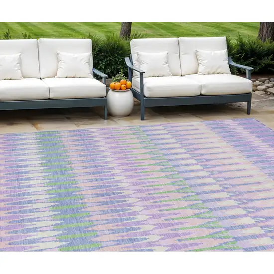 Lavender Pink And Lime Green Southwestern Washable Indoor Outdoor Area Rug Photo 1