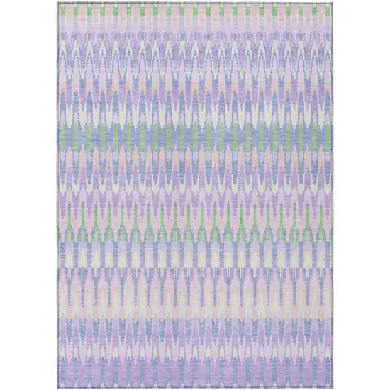 Lavender Pink And Lime Green Southwestern Washable Indoor Outdoor Area Rug Photo 2