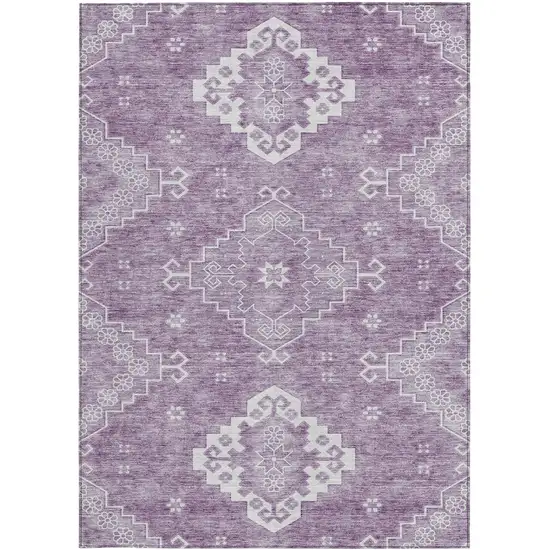 Lavender Plum And Ivory Medallion Washable Indoor Outdoor Area Rug Photo 5