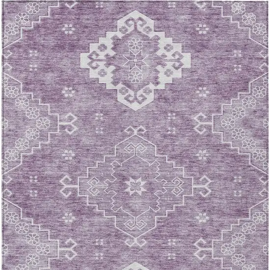 Lavender Plum And Ivory Medallion Washable Indoor Outdoor Area Rug Photo 4