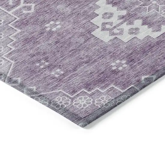 Lavender Plum And Ivory Medallion Washable Indoor Outdoor Area Rug Photo 3