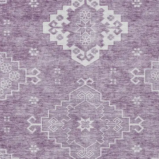 Lavender Plum And Ivory Medallion Washable Indoor Outdoor Area Rug Photo 6