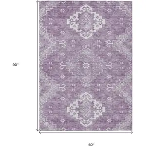 Photo of Lavender Plum And Ivory Medallion Washable Indoor Outdoor Area Rug