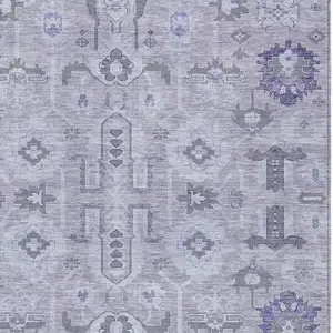 Photo of Lavender Purple And Gray Oriental Washable Indoor Outdoor Area Rug