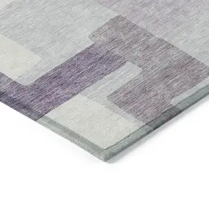 Photo of Lavender Purple And Ivory Abstract Washable Indoor Outdoor Area Rug