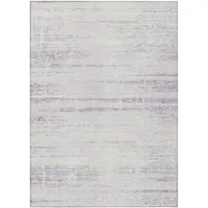 Photo of Lavender Purple And Ivory Abstract Washable Indoor Outdoor Area Rug