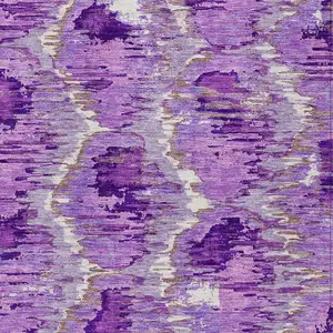 Photo of Lavender Purple And Ivory Abstract Washable Indoor Outdoor Area Rug