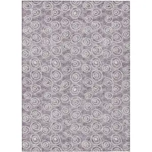 Photo of Lavender Purple And Ivory Geometric Washable Indoor Outdoor Area Rug