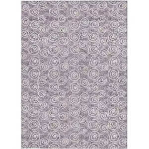 Photo of Lavender Purple And Ivory Geometric Washable Indoor Outdoor Area Rug