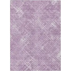 Photo of Lavender Purple And Ivory Geometric Washable Indoor Outdoor Area Rug