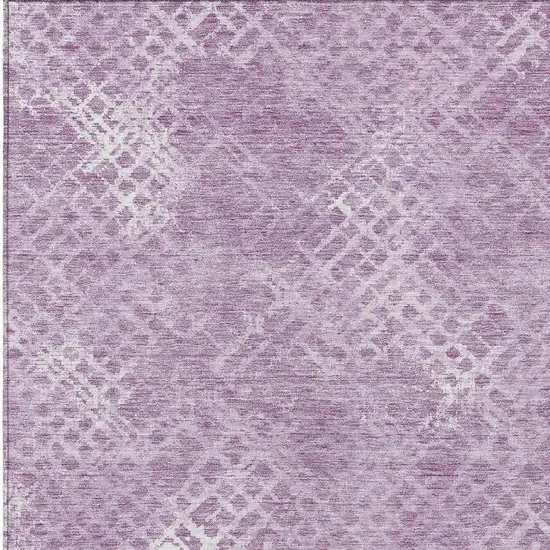 Lavender Purple And Ivory Geometric Washable Indoor Outdoor Area Rug Photo 6