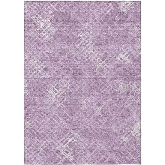 Lavender Purple And Ivory Geometric Washable Indoor Outdoor Area Rug Photo 2