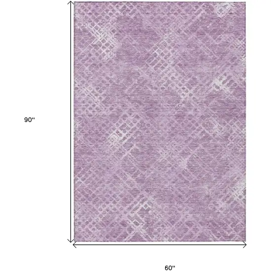 Lavender Purple And Ivory Geometric Washable Indoor Outdoor Area Rug Photo 3