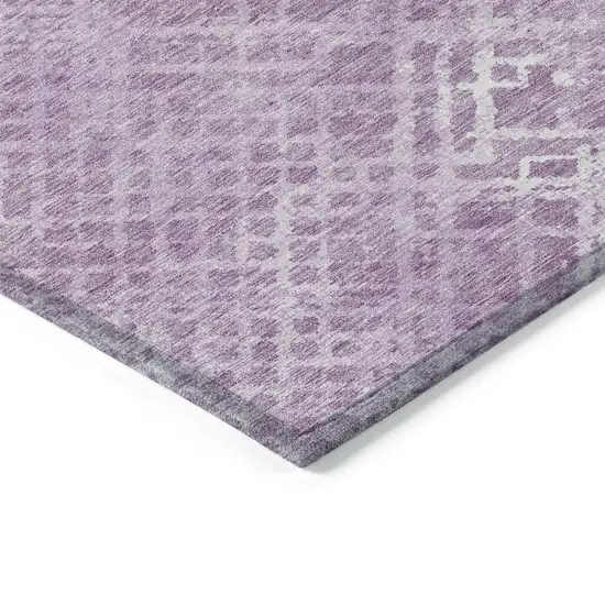 Lavender Purple And Ivory Geometric Washable Indoor Outdoor Area Rug Photo 5