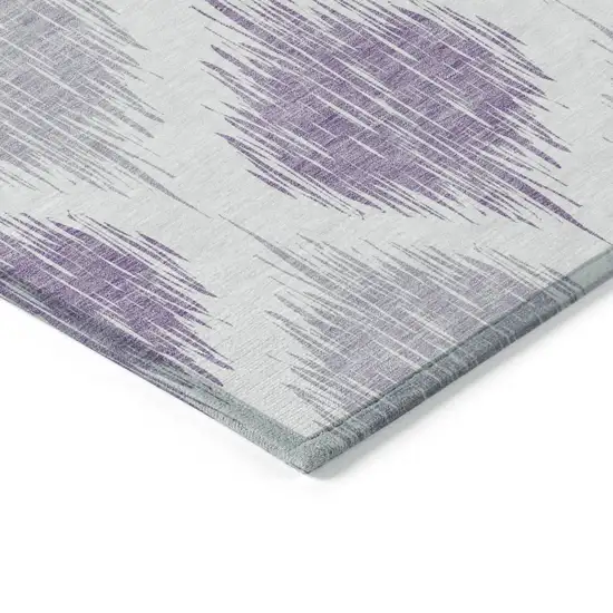 Lavender Purple And Ivory Ikat Washable Indoor Outdoor Area Rug Photo 5