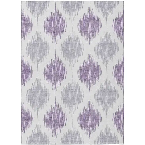 Lavender Purple And Ivory Ikat Washable Indoor Outdoor Area Rug Photo 2