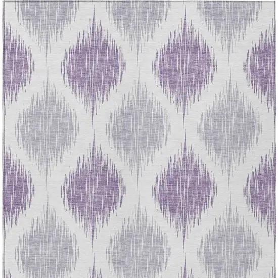 Lavender Purple And Ivory Ikat Washable Indoor Outdoor Area Rug Photo 7