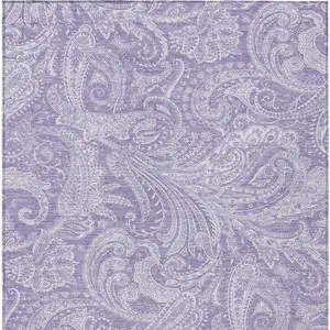 Photo of Lavender Purple And Ivory Paisley Washable Indoor Outdoor Area Rug