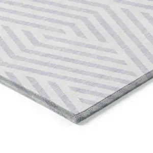 Photo of Lavender and Ivory Geometric Washable Non Skid Indoor Outdoor Area Rug