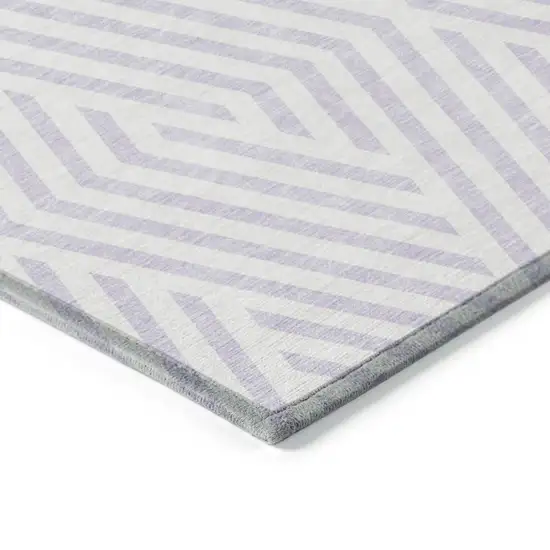 Lavender and Ivory Geometric Washable Non Skid Indoor Outdoor Area Rug Photo 7