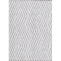 Photo of Lavender and Ivory Geometric Washable Non Skid Indoor Outdoor Area Rug