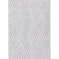 Photo of Lavender and Ivory Geometric Washable Non Skid Indoor Outdoor Area Rug