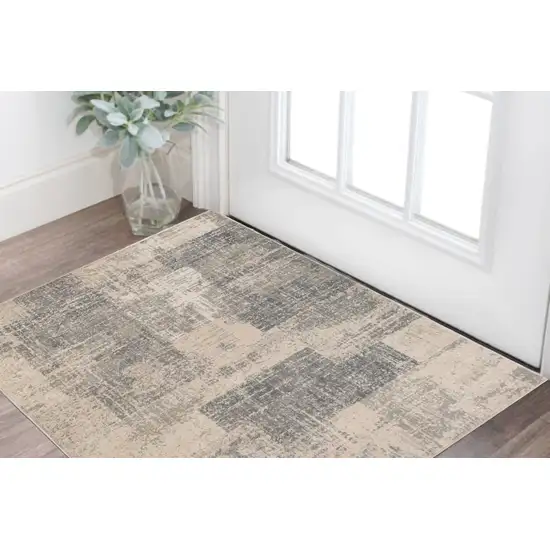 Light Blue Abstract Power Loom Area Rug Photo 1