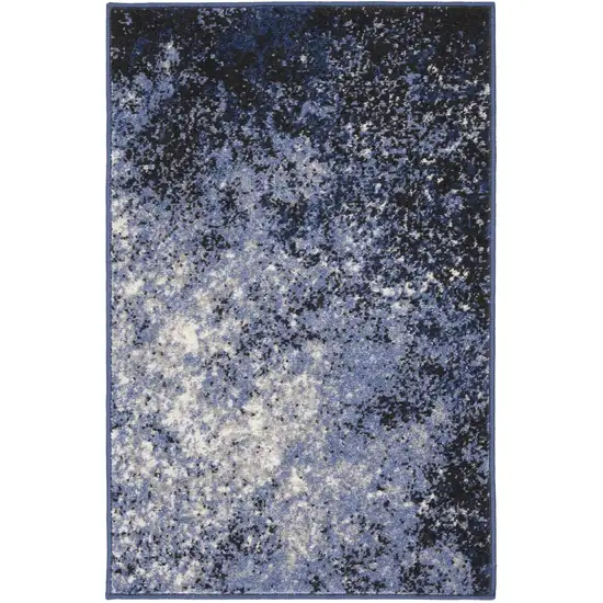 Light Blue Abstract Power Loom Distressed Area Rug Photo 2