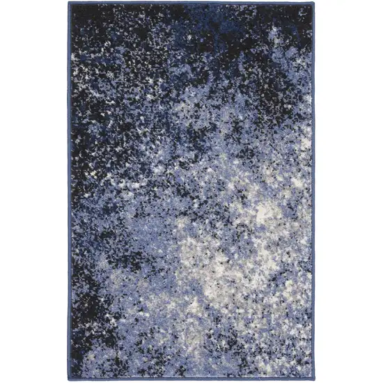 Light Blue Abstract Power Loom Distressed Area Rug Photo 4