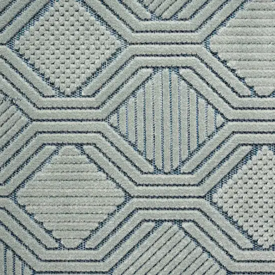 Light Blue And Navy Geometric Stain Resistant Area Rug Photo 2