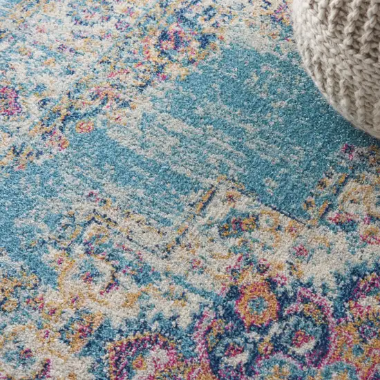 Light Blue Southwestern Power Loom Area Rug Photo 9