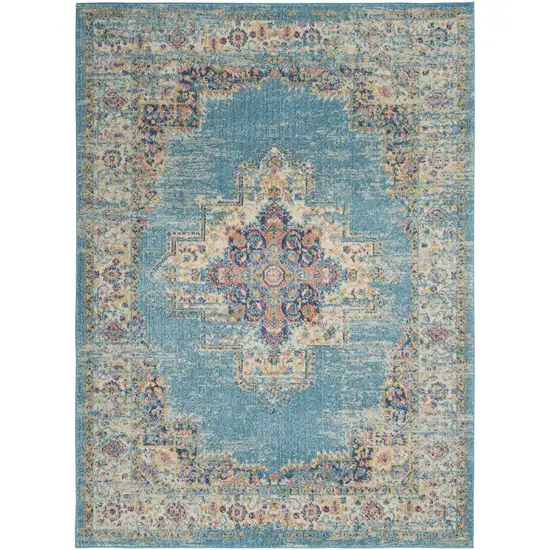 Light Blue Southwestern Power Loom Area Rug Photo 2