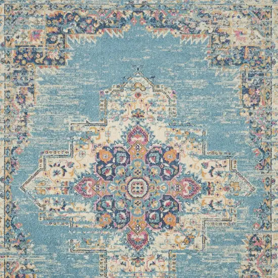 Blue And Ivory Southwestern Distressed Area Rug Photo 6