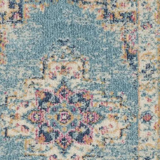 Blue And Ivory Southwestern Distressed Area Rug Photo 6