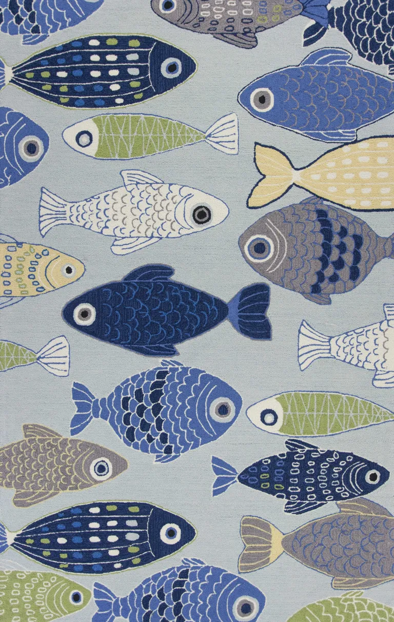 Light Blue Fishes Area Rug Photo 1