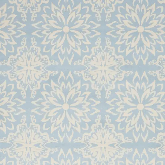 Light Blue Floral Power Loom Area Rug Photo 4